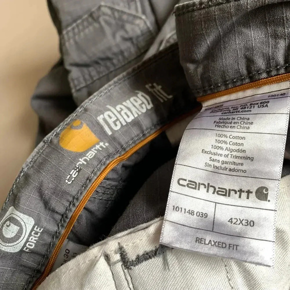 Carhartt Force Relaxed Fit Ripstop Cargo Work Pants Size 42X30 Gray Straight Leg - Picture 11 of 16